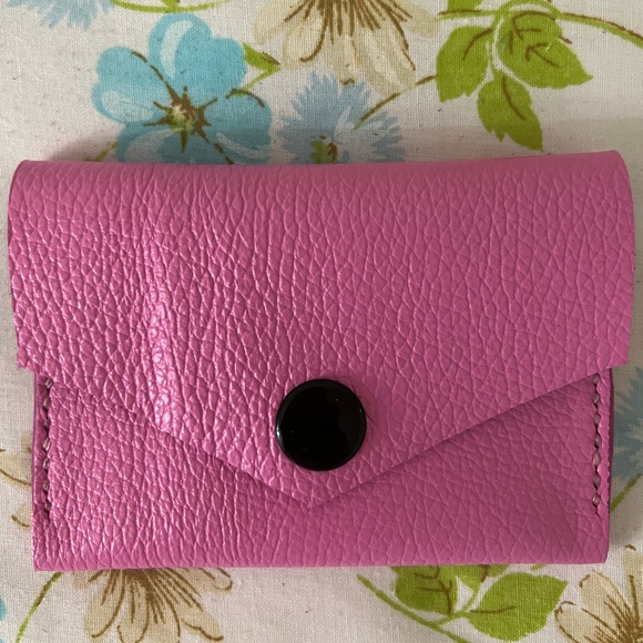 Hand Crafted Handbags - Hand Crafted Pink Genuine Leather Wallet Carholder